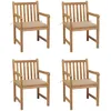 Image de vidaXL Vidaxl Chaises De Jardin Lot De 4 Et Coussins Beige Bois Teck Solide