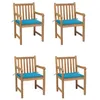 Image de vidaXL Chaises de jardin lot de 4 et coussins bleu Bois de teck solide3073008