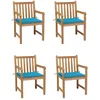 Image de vidaXL Vidaxl Chaises De Jardin 4 Pcs Avec Coussins Bleu Bois De Teck Solide