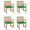 Image de vidaXL Chaises de jardin lot de 4 et coussins vert Bois de teck solide3073009