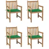Image de vidaXL Vidaxl Chaises De Jardin 4 Pcs Avec Coussins Vert Bois De Teck Solide
