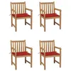 Image de vidaXL Chaises de jardin lot de 4 et coussins rouge bois teck solide3073010