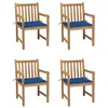 Image de vidaXL Chaises de jardin lot de 4 et coussins bleu royal Bois de teck