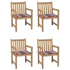 Image de vidaXL Chaises de jardin lot de 4 et coussins à carreaux rouge Teck3073017