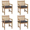 Image de vidaXL Chaises de jardin lot de 4 avec coussins anthracite Teck solide