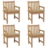 Image de vidaXL Chaises de jardin lot de 4 et coussins beige bois teck solide