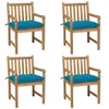 Image de vidaXL Chaises de jardin lot de 4 avec coussins bleu clair Teck solide3073023
