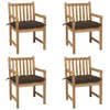 Image de vidaXL Chaises de jardin lot de 4 et coussins taupe bois teck solide