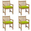 Image de vidaXL Chaises de jardin lot de 4 avec coussins vert vif Teck solide