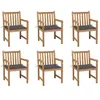 Image de vidaXL Chaises de jardin lot de 6 et coussins anthracite Bois de teck3073031