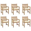 Image de vidaXL Chaises de jardin lot de 6 et coussins crème Bois teck massif
