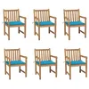 Image de vidaXL Chaises de jardin lot de 6 et coussins bleu Bois de teck massif3073035