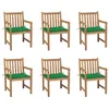Image de vidaXL Chaises de jardin lot de 6 et coussins vert Bois de teck massif3073036