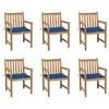 Image de vidaXL Chaises de jardin lot de 6 et coussins bleu royal Bois de teck3073041