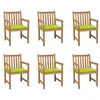 Image de vidaXL Chaises de jardin lot de 6 avec coussins vert vif Bois de teck3073042
