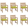 Image de Vidaxl Chaises De Jardin 6 Pcs Avec Coussins Vert Vif Bois De Teck
