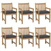 Image de vidaXL Chaises de jardin lot de 6 avec coussins anthracite Teck solide