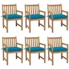 Image de vidaXL Chaises de jardin lot de 6 avec coussins bleu clair Teck solide