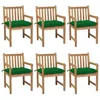 Image de Chaises De Jardin 6 Pcs Avec Coussins Vert Bois De Teck Solide Wis