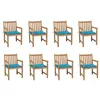 Image de vidaXL Chaises de jardin lot de 8 avec coussins bleu Bois teck massif3073062
