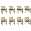 Image de vidaXL Chaises de jardin lot de 8 avec coussins vert Bois teck massif3073063