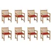 Image de vidaXL Chaises de jardin lot de 8 avec coussins rouge Bois teck massif
