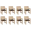 Image de vidaXL Chaises de jardin lot de 8 avec coussins noir Bois teck massif3073065
