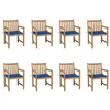 Image de vidaXL Chaises de jardin lot de 8 avec coussins bleu royal Bois teck3073068