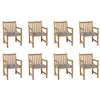 Image de vidaXL Chaises de jardin lot de 8 et coussins carreaux gris Bois teck