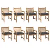 Image de vidaXL Chaises de jardin lot de 8 avec coussins anthracite Teck solide