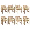 Image de vidaXL Chaises de jardin lot de 8 et coussins blanc crème Teck solide