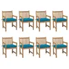 Image de vidaXL Chaises de jardin lot de 8 avec coussins bleu clair Teck solide3073077