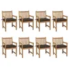 Image de vidaXL Chaises de jardin lot de 8 avec coussins taupe Bois teck solide