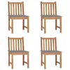Image de vidaXL Chaises de jardin lot de 4 avec coussins Bois de teck massif