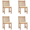 Image de vidaXL Chaises de jardin lot de 4 avec coussins Bois de teck massif3073090