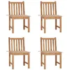 Image de vidaXL Chaises de jardin lot de 4 avec coussins Bois de teck massif