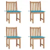 Image de vidaXL Chaises de jardin lot de 4 avec coussins Bois de teck massif3073092