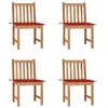 Image de vidaXL Chaises de jardin lot de 4 avec coussins Bois de teck massif3073094