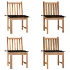 Image de vidaXL Chaises de jardin lot de 4 avec coussins Bois de teck massif