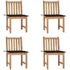 Image de vidaXL Vidaxl Chaises De Jardin 4 Pcs Avec Coussins Bois De Teck Massif
