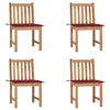 Image de vidaXL Chaises de jardin lot de 4 avec coussins Bois de teck massif3073097
