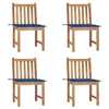 Image de vidaXL Chaises de jardin lot de 4 avec coussins Bois de teck massif3073098