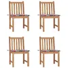 Image de vidaXL Chaises de jardin lot de 4 avec coussins Bois de teck massif3073101
