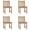 Image de vidaXL Chaises de jardin lot de 4 avec coussins Bois de teck massif