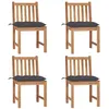 Image de vidaXL Chaises de jardin lot de 4 avec coussins Bois de teck massif