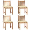 Image de vidaXL Vidaxl Chaises De Jardin 4 Pcs Avec Coussins Bois De Teck Massif