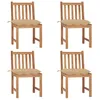 Image de vidaXL Vidaxl Chaises De Jardin 4 Pcs Avec Coussins Bois De Teck Massif