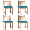Image de vidaXL Chaises de jardin lot de 4 avec coussins Bois de teck massif3073107