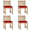 Image de vidaXL Chaises de jardin lot de 4 avec coussins Bois de teck massif