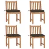 Image de vidaXL Chaises de jardin lot de 4 avec coussins Bois de teck massif